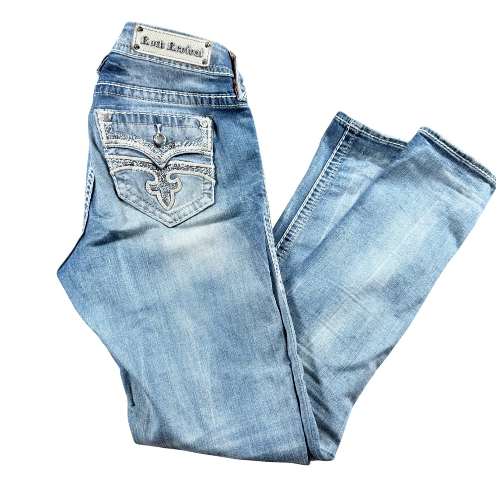 Rock Revival Jena Easy Skinny Jeans Light Wash Embroidered Sequin 29 retro denim